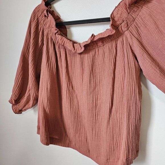 NWT LULUS MAUVE BOAT RUFFLED GAUZY TOP SIZE M - Picture 3 of 10
